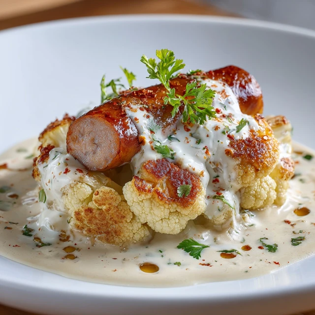 bloemkool met bechamelsaus en saucisse