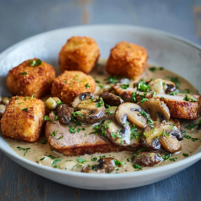 Varkenshaasje met champignonroomsaus