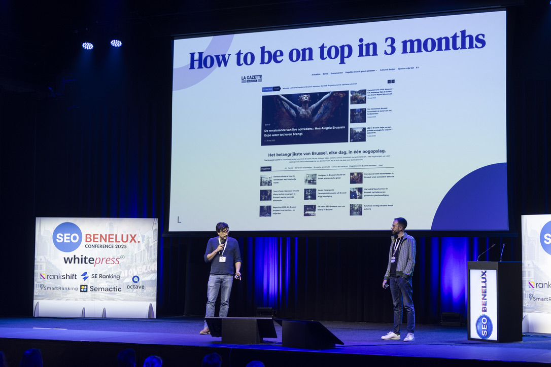 Lionel Godefroid on scene for Crispy Links at the SEO benelux